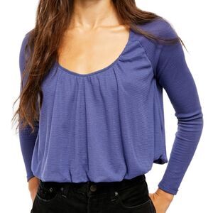 FREE PEOPLE Bondi Thermal Crop Top Blue Women’s Size Medium